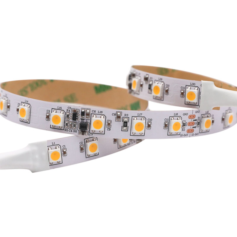 12-24V Wide Voltage Input Individual Addressable White SK6812 LED Strip 16.4FT 60LEDs/m